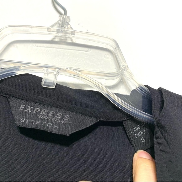 Express Stretch Black Windbreaker Zip Up Jacket w/ Hood size Small - Picture 2 of 5